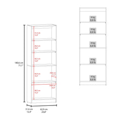 Home 2 Door Bookcase Cronos, 2 Open Shelves And Concealed Storage, Stained Walnut
