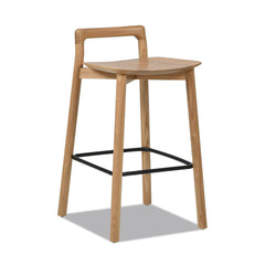 Shangri-La 26.5" Modern Minimalist Low Back Wood Counter Stool, Natural Blonde Ash Wood