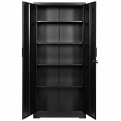Apocalypse Furniture Direct Ironclad 71" Metal Storage Cabinet with Locking Doors and 4 Adjustable Shelves, Heavy-Duty Steel Cabinet for Garage, Laundry, Office, or Warehouse, Black