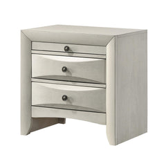 1pc Contemporary Neutral White Finish Curved Drawer Fronts Storage Drawers Nightstand Wooden