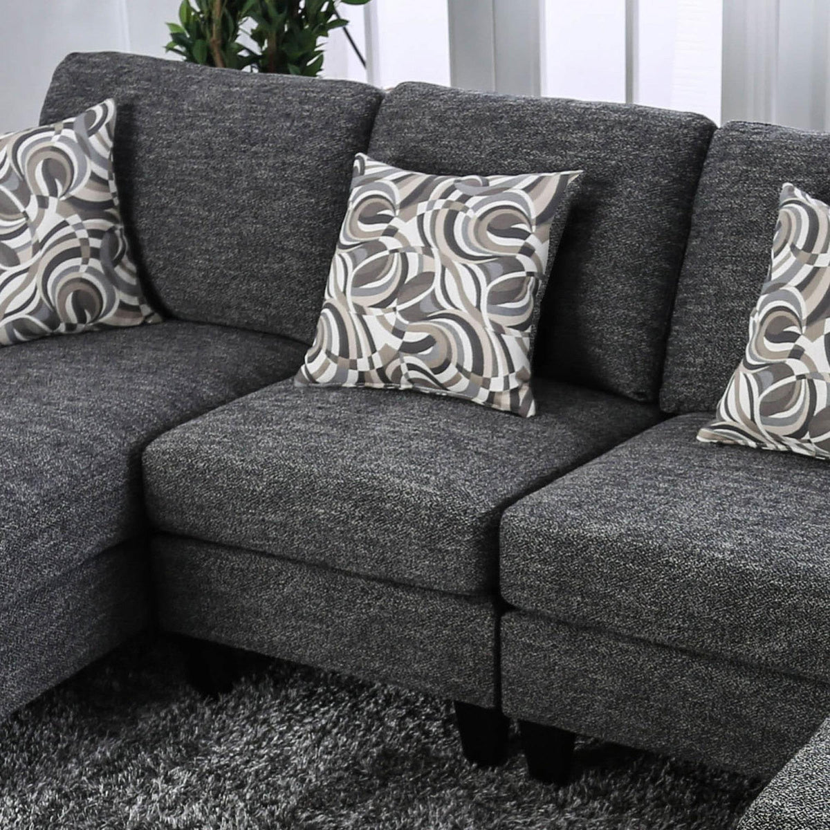 Living Room 1pc Armless Chair Transitional Style Chenille Fabric Gray Color Tappered Feet Couch Pillows
