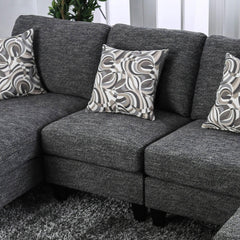 Living Room 1pc Armless Chair Transitional Style Chenille Fabric Gray Color Tappered Feet Couch Pillows
