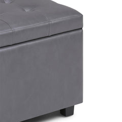 Gallery 34 inch Wide Storage Ottoman in Stone Grey Vegan Leather