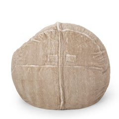 Nebula 5 Foot Rounded Faux Fur Bean Bag, Snow White/ Beige