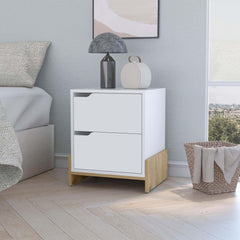 Symphony 2-Drawer Nightstand in White and Macadamia