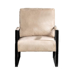 Nirvana Classic Mid Century Modern Accent Chair with Durable Square Metal Frame, Armchair for Living Room, Bedroom, Home Office in Spotted Microfiber Upholstery, Light Camel