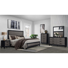 OLYMPUS GREY AND BLACK QUEEN BED