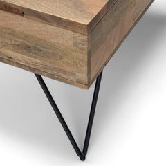 Nova 32 inch Wide Solid Mango Wood Lift Top Square Coffee Table in Natural