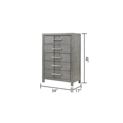 Oasis Modern Style 5-Drawer Chest Made with Wood in Gray
