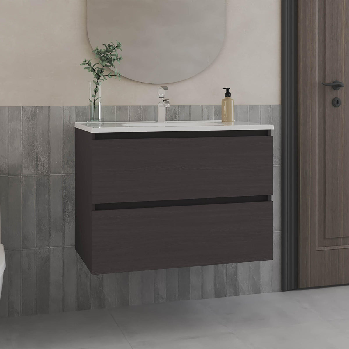 Paradise Cabinet Opalo, with Two Shelves and Open Storage, Black