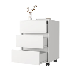 Log 3 Drawer Filing Cabinet, Four Casters, Superior Top -White