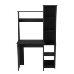 Valhalla Writintg Desk, Two Superior Shelves, Five Cubbies -Black