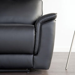 Black Finish Transitional Style Recliner Chair Flared Padded Arms Welt Trim Primary Living Room