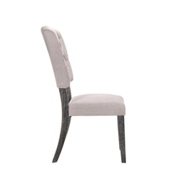 Zeus Beige Linen & Weathered Gray Oak Finish Side Chair (Set of 2)