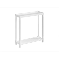 Narrow Side End Tables with Shelf, Set of 2, White
