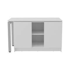Andromache Rotable Desk 72-Inch Wide or Compact, Adjustable Workstation In Two Directions with Storage Compartments, For Home Office or Studio, White