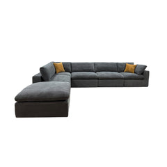 Coffee Bean Like Upholstery Full Compressed Modular Sectional with Toss Pillows