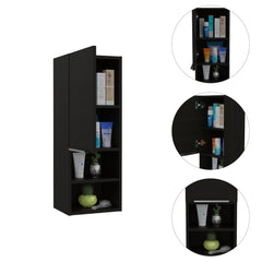 Legend Bathroom Cabinet, Two Interior Shelves, Two External Shelves, Single Door Cabinet -Black
