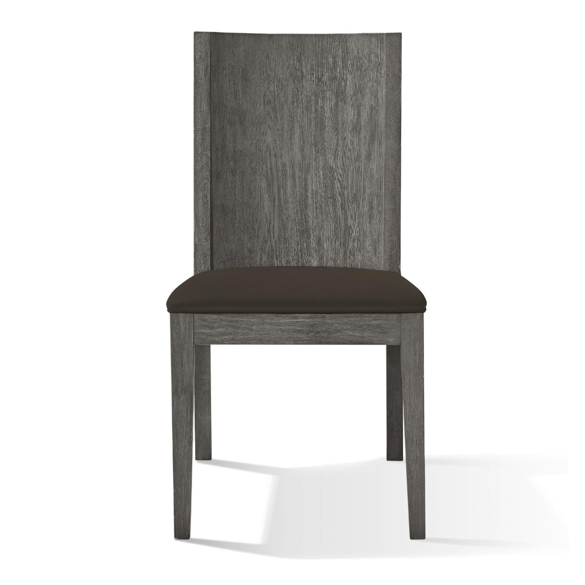 Poseidon 38 Inch Mahogany Wood Dining Chair with Panel Back, Gray