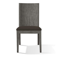 Poseidon 38 Inch Mahogany Wood Dining Chair with Panel Back, Gray