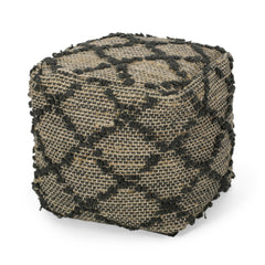 Crest Square Pouf, Charcoal