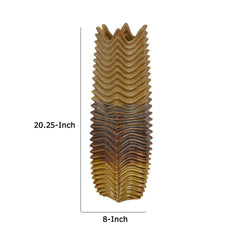 Aura Vase, Brown, Gray Ceramic Undulating Pattern, 20 Inch