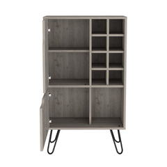 EDEN Bar Cabinet Silhill, Eight Wine Cubbies, Two Cabinets With Single Door, Light Gray Finish