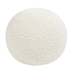 Story 12" Round Sphere Accent Ball Throw Pillow, Ivory White Boucle