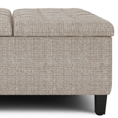 Aeneas 36 inch Wide Coffee Table Storage Ottoman in Platinum Tweed Look Fabric