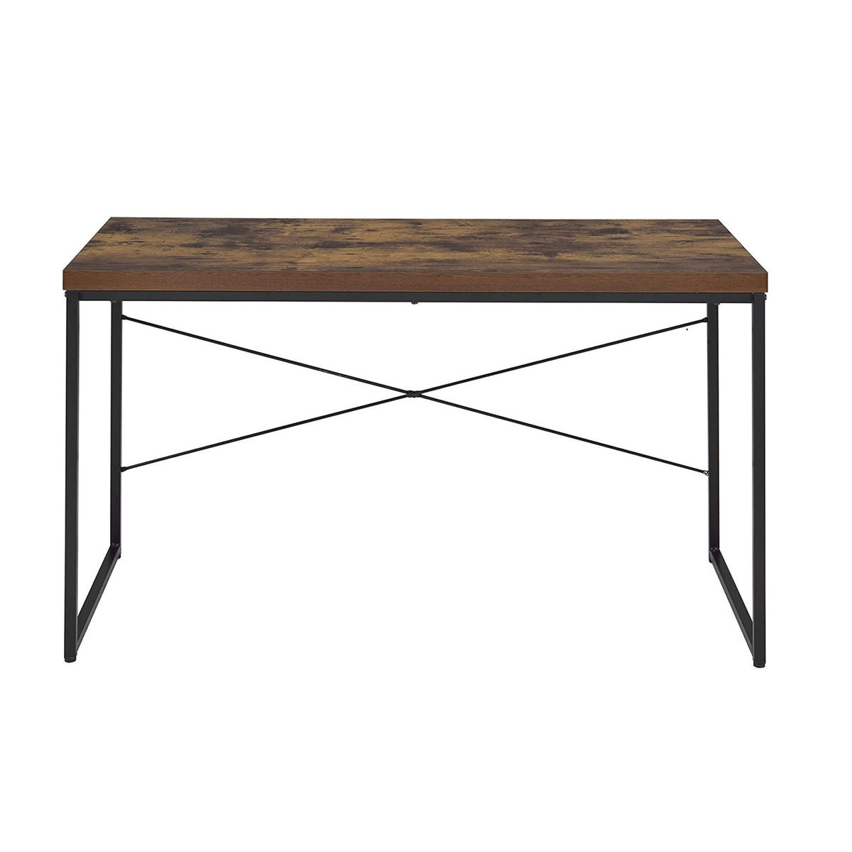 Industrial Style 1pc Writing Desk Wooden Weathered Oak Finish Black Metal Frame Laptop Table Home Office Furniture