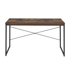 Industrial Style 1pc Writing Desk Wooden Weathered Oak Finish Black Metal Frame Laptop Table Home Office Furniture