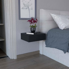 Galaxy Floating Nightstand , End Table, Side Table Wall-Mounted with Drawer -Black -Bedroom
