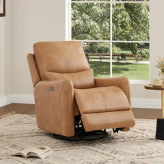 Chronicle 30" Swivel Power Recliner Arm Chair Saddle Brown Faux Leather