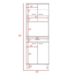 Epimetheus 60 Kitchen Pantry with Countertop, Closed & Open Storage -White