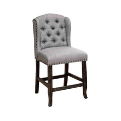 Rustic Style 2pc Counter Height Chair Nailhead Trim Wingback Bold Distressed Antique Black And Light Gray Finish Dining Room