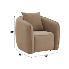 Pinnacle Brown Chenille Chair with 1 Matching Color Toss Pillows
