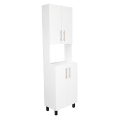 Andromache 76,8" Tall Two Double Door Cabinet Kitchen Pantry with Hutch and Five Shelves, Microwave Cabinet, Storage Cabinet, Kitchen Organization, Garage Cabinet, Kitchen White