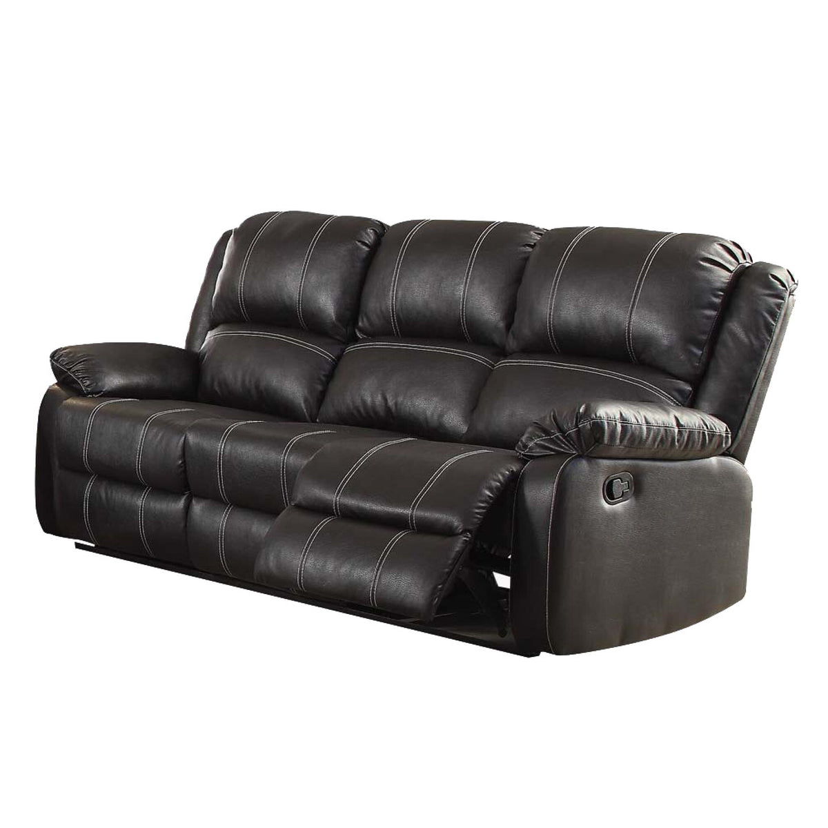 Cassandra Black Synthetic Leather Recliner Sofa