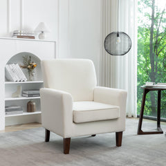 Haven Polyester Blend Armchair, Solid Birch Wood Frame with Brown Tapered Legs, Foam Padded Accent Chair with Trim Detail for Living Room Office