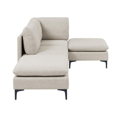 Linen Upholstered Modular Sectional with Metal Legs