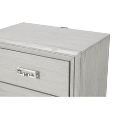 Transitional Style 1pc Nightstand USB Port Metal Handle French and English Dovetail Drawers Rustic White Finish Bedroom Furniture