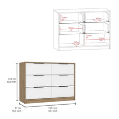 Lyra 4 Drawers Dresser, Superior Top -Pine / White