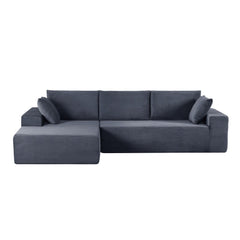 Moon Convertible Sectional Sofa in Soft Corduroy, Modern Comfy Couch with Full Foam Cushioning, Cozy Sleeper Sectional for Living Room, Bedroom, No Assembly Required, Dark Gray - Left Facing