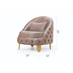 DIARY 3 PC Livingroom Set with Fabric button-tufted velvet upholstery/wood in Taupe
