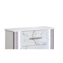 Diary Nightstand – Marble-Inspired Drawer Fronts, LED Side Lighting, and Metallic Trim for Glamorous and Practical Bedside Storage