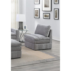 1pc Armless Chair Modular Plush Chair Sectional Sofa Living Room Furniture Granite Morgan Fabric- Suede