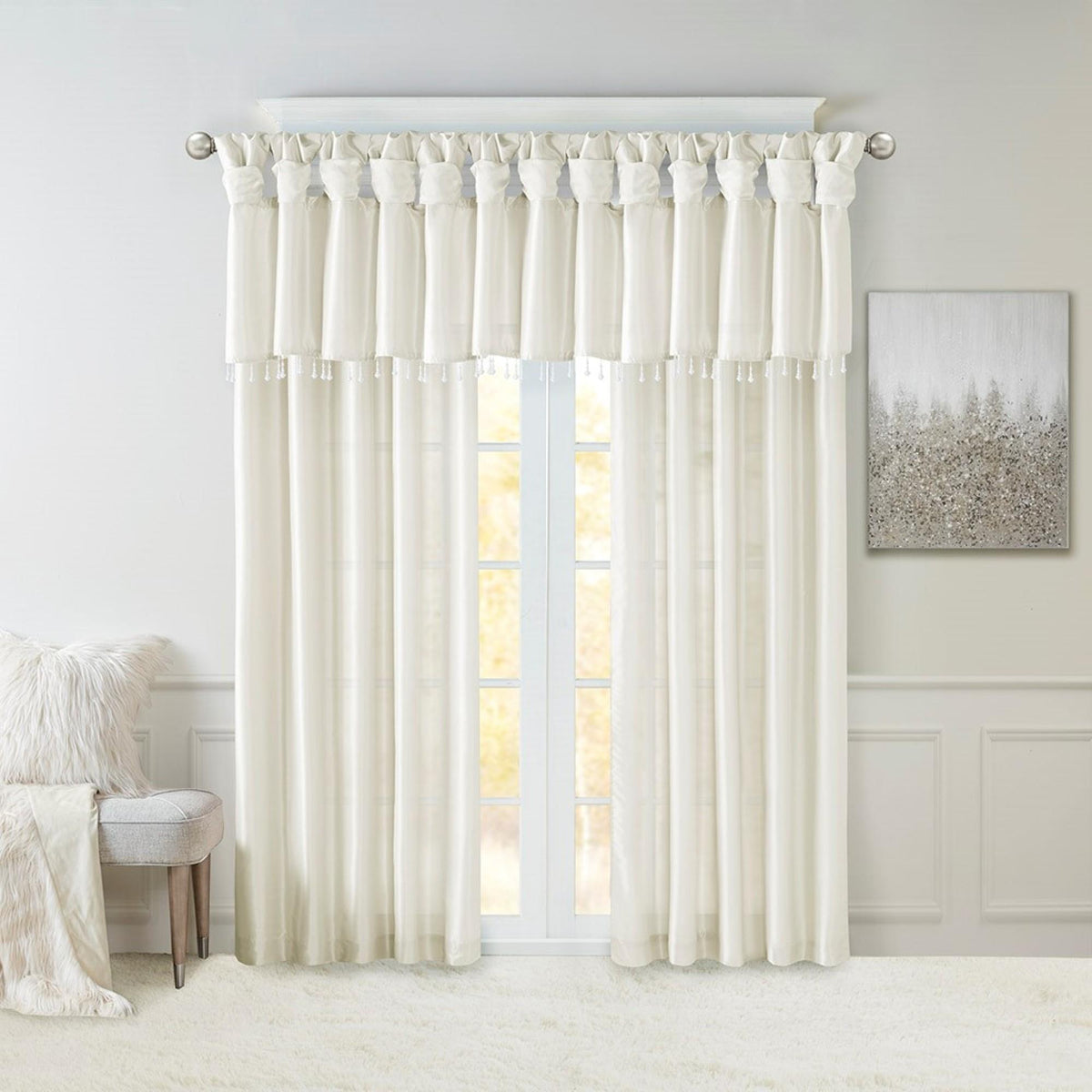 Olympus Tab Lined Window Curtain Panel White 50x95"