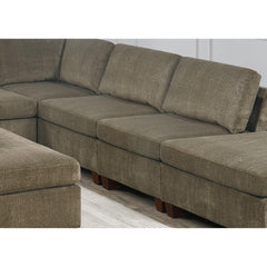 Contemporary 1pc Armless Chair Tan Color Chenille Fabric Modular Corner wedge Sofa Living Room Furniture