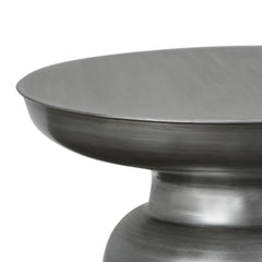 Rhapsody 17 inch Wide Modern Industrial Metal Accent Table in Silver Iron, Assembled