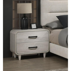 1pc Contemporary White Finish Ample Drawer Space Two Drawers Nightstand Storage Wooden Furniture Antique White Color